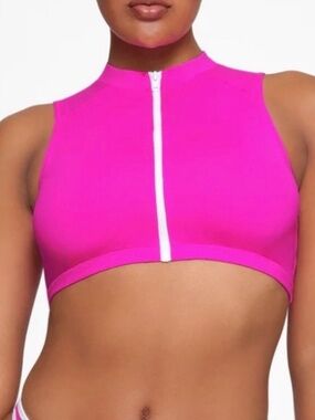 SKIMS Mock Neck Zip Up Swim Top